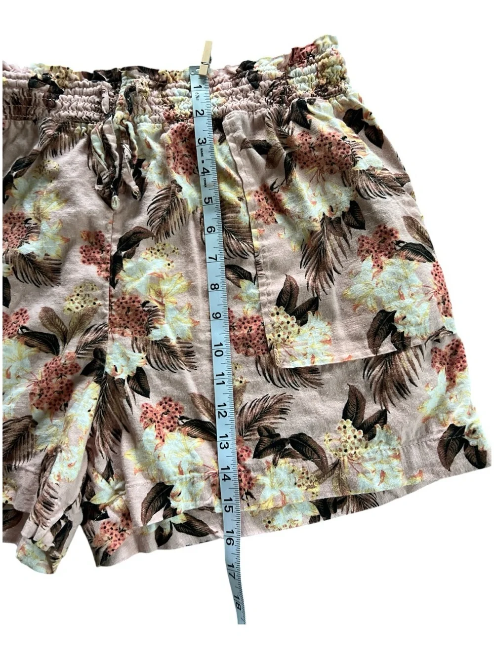 Time and Tru Pink Floral Drawstring Bermuda Shorts